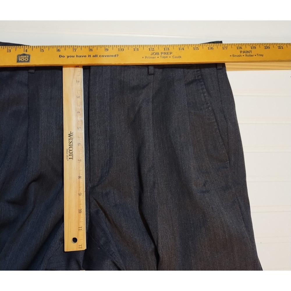 100% Worsted Wool Pleated Cuffed Mens Dress Pants Charcoal Gray 34x28 (Tag 36x30 - Picture 7 of 9